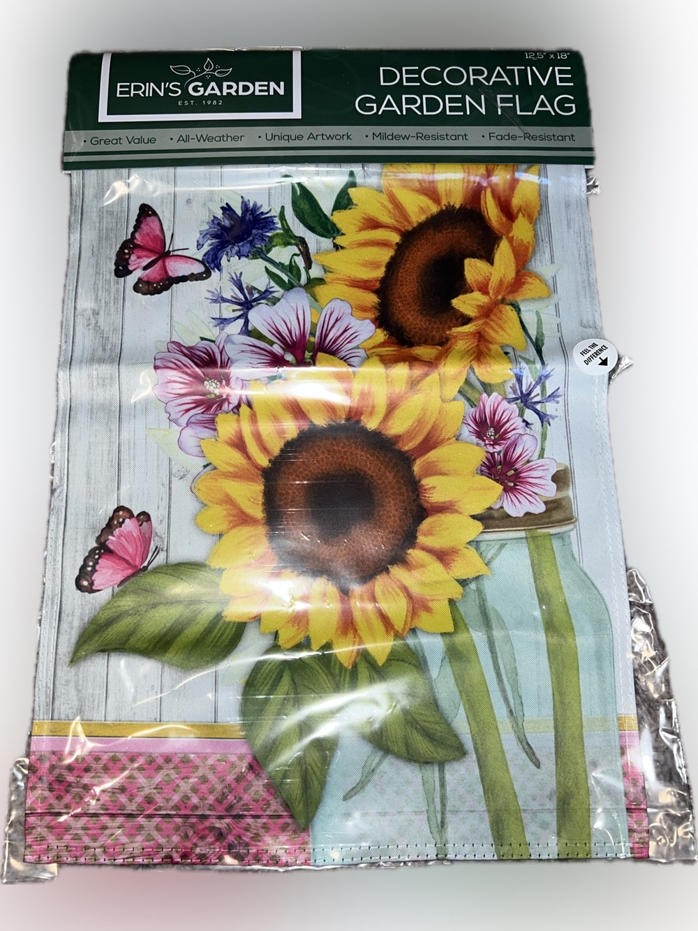 💥 New Sunflower Butterfly Decorative Garden Flag 12.5” x 18” Floral Multicolor